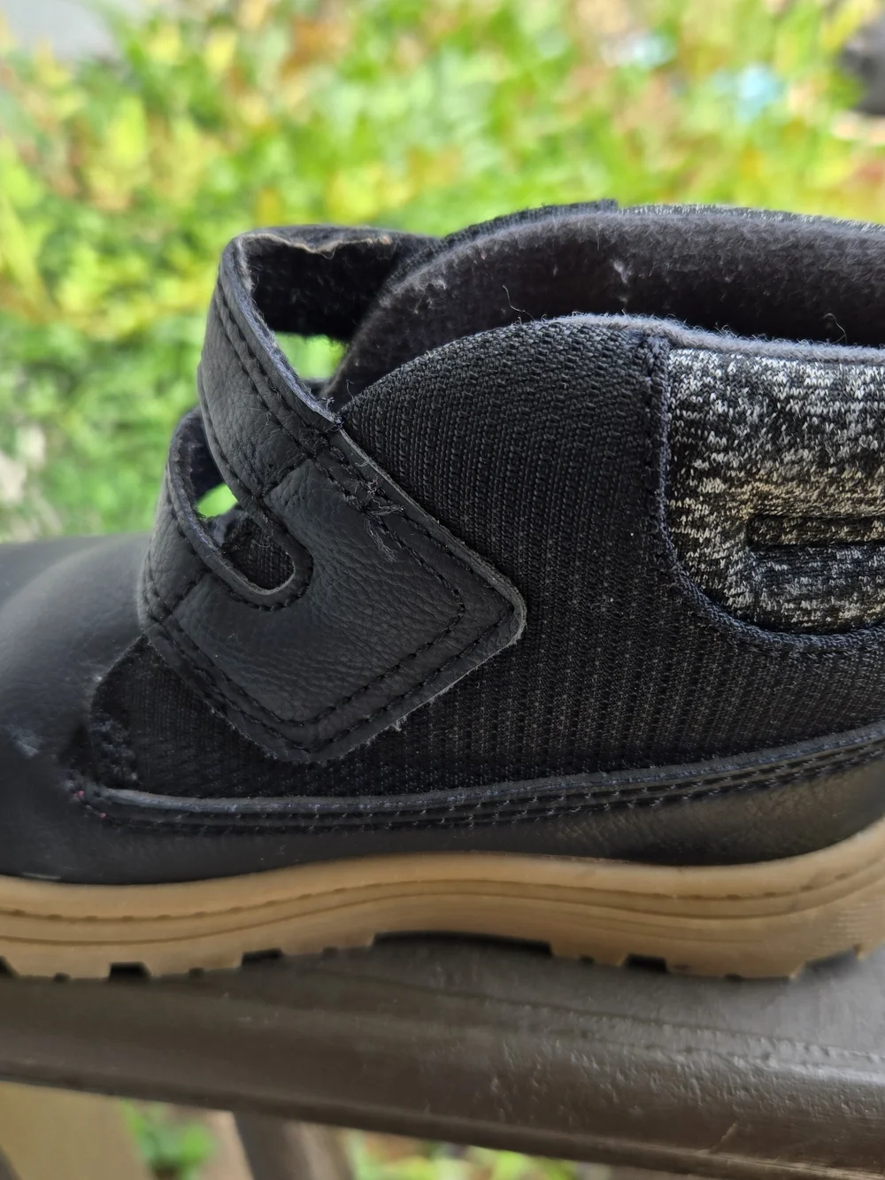 Carters Toddler Boys Black Leather-Look High-Top Shoes with Tan Sole